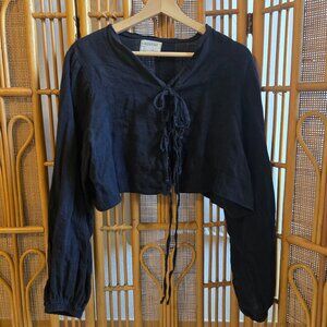 Boheme goods black linen tie top